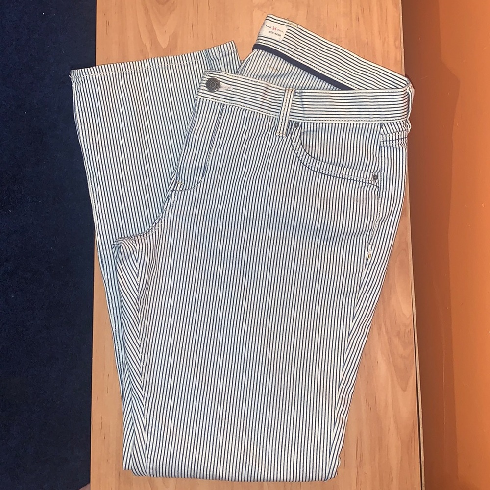 Old Navy Mid Rise Bootcut pinstripe blue jeans